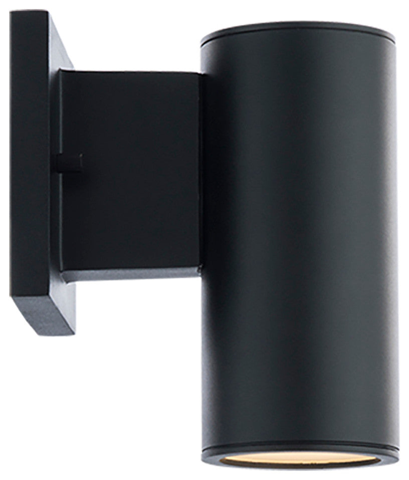 Cylinder LED Single Indoor/Outdoor Wall Light, Black, 8" Down or Up Light