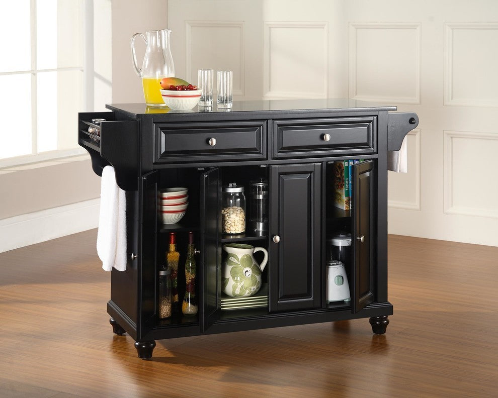 Cambridge Solid Black Granite Top Kitchen Island