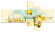 Jerusalem Panoramic View, Cityscape Watercolor Canvas Print, 60"x32", 5 panels
