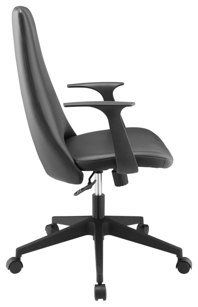 Modern Contemporary Office Chair, Black Faux Leather