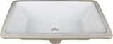 18-1/2" Rectangle Undermount White Porcelain Bowl