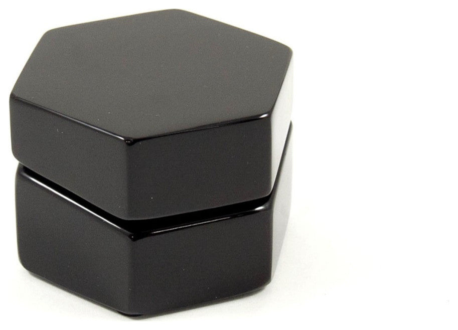 "Stanford", Lacquered "Ebony" Wood Box With Quartz Clock