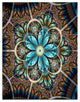 "Large Brown Blue Fractal Flower" Metal Wall Art, 3 Panels, 28"x36"