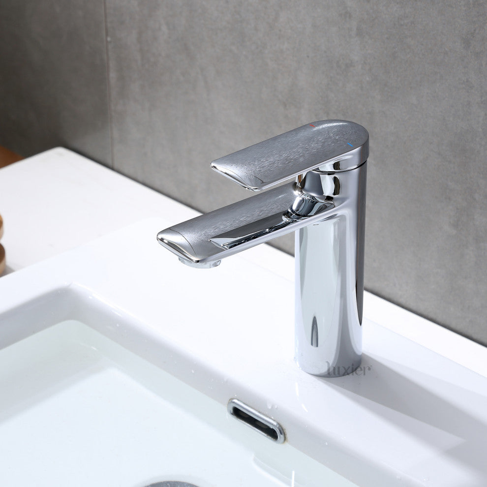 Luxier BSH07-S Single-Handle Bathroom Faucet with Drain, Chrome