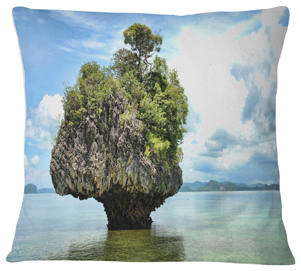 Tree Island in Summer Landscape Photography Throw Pillow, 16"x16"