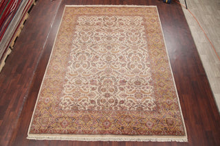Indian Traditional Hand-Knotted Oriental Agra Area Rug, Beige, 12'0"X8'11"