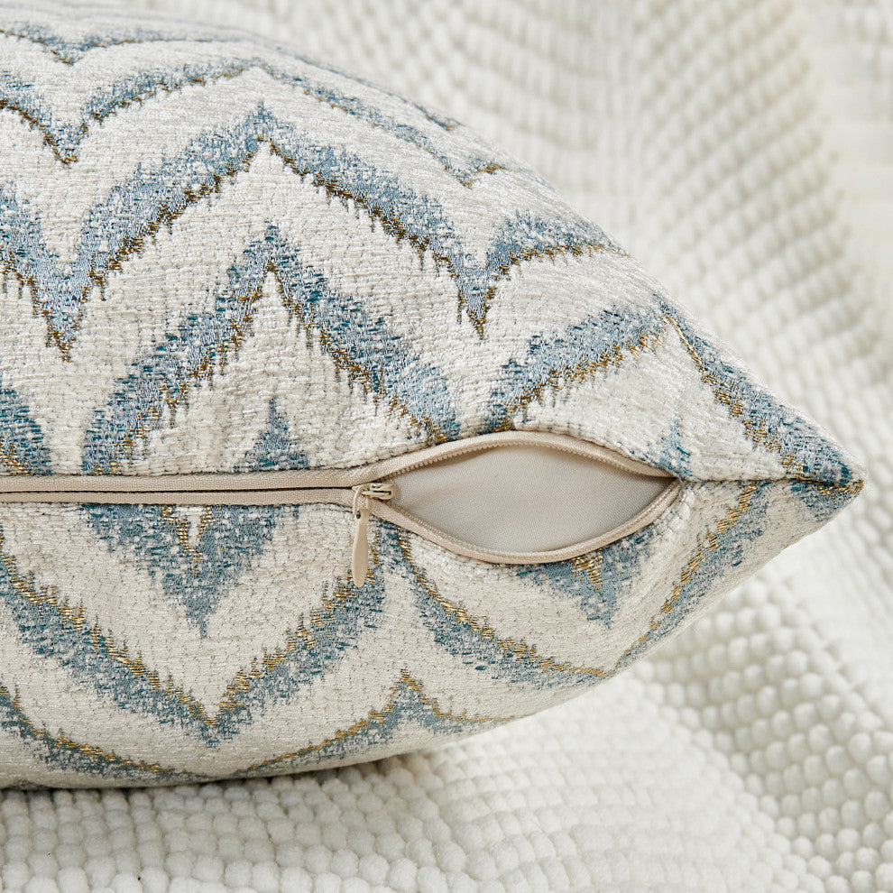 Jacquard Chenille Pillow Covers, 2-Piece Set, Light Blue, 20"x20"