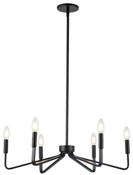 Clayton 6 Light Chandelier In Contemporary Style, 6"Hx26"W