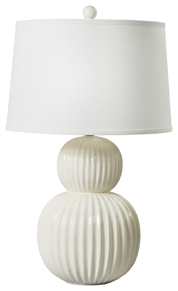 29" Ribbed Stacked Ball Ceramic Table Lamp, White
