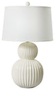 29" Ribbed Stacked Ball Ceramic Table Lamp, White