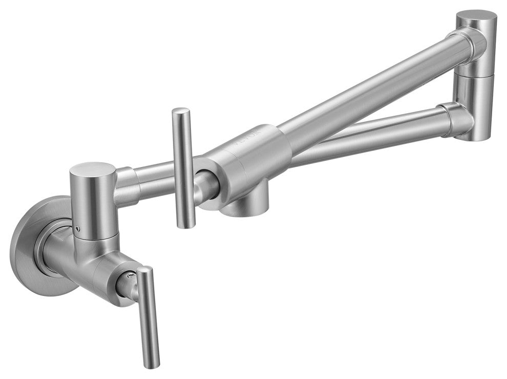 VEVOR Pot Filler Faucet Solid Brass Wall Mount Kitchen Faucet 26.4", Brushed Nickel