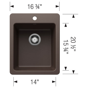 Blanco 443237 Liven 16-3/4" Drop-In/Undermount Single Basin - Anthracite