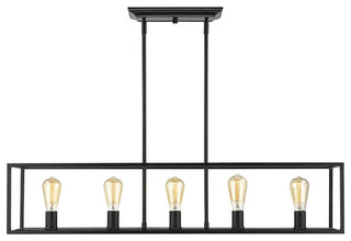Golden Lighting Wesson 5-Light Linear Pendant, Black, 2072-LPBLK