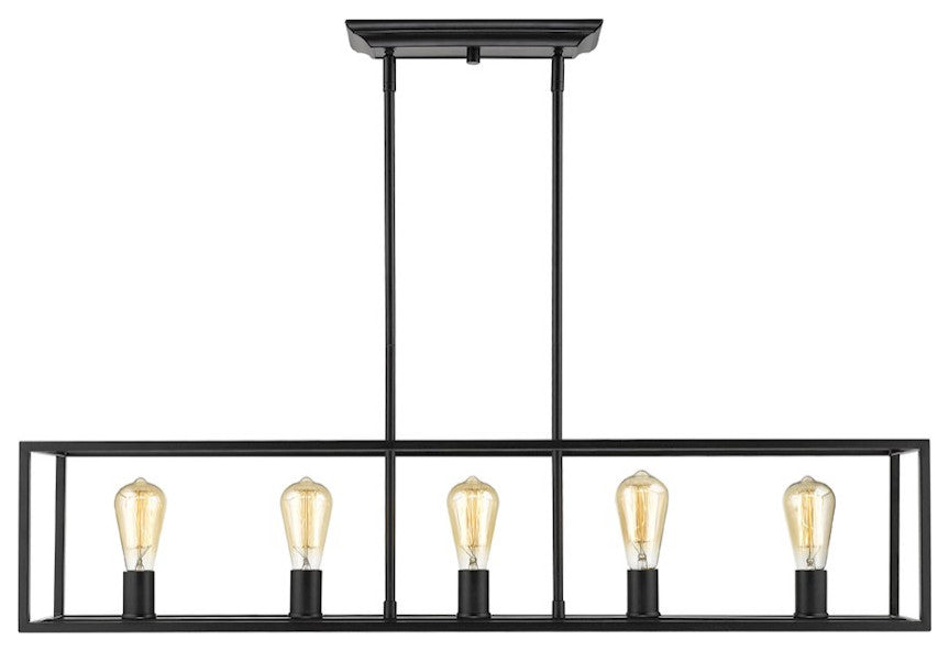 Golden Lighting Wesson 5-Light Linear Pendant, Black, 2072-LPBLK