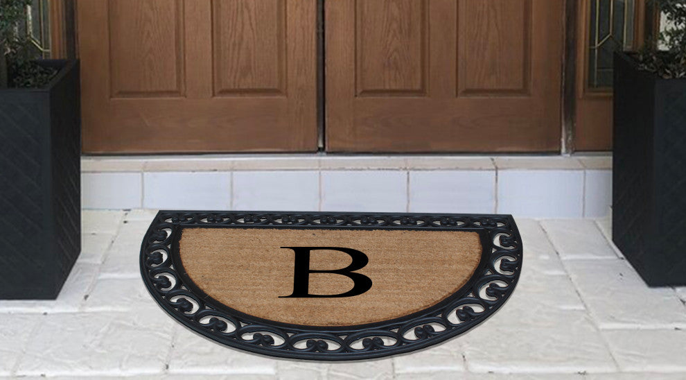 A1HC Half Round 30"x48" Double Door Monogrammed Doormat, B