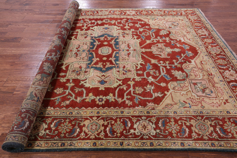 8' 1" X 10' 2" Heriz Serapi Handmade Wool Rug - Q15993