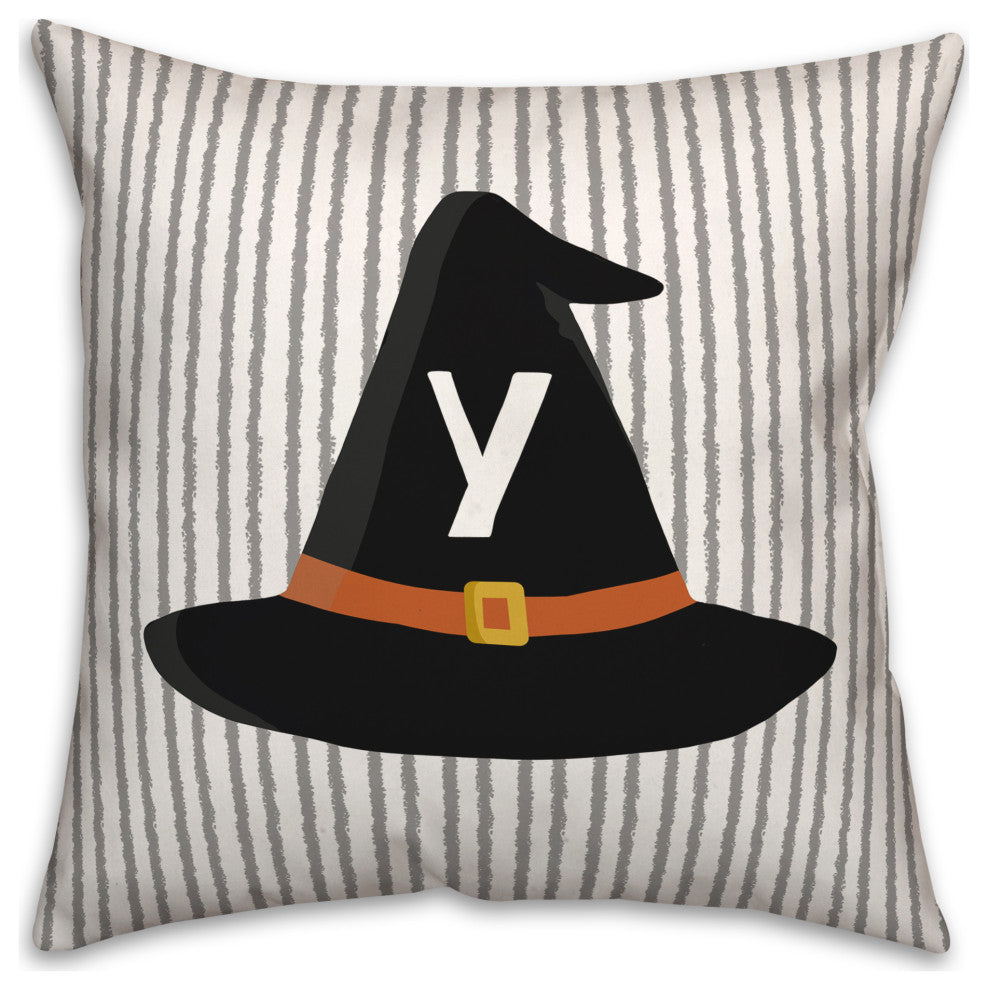 Halloween Monogram Hat Y 18x18 Spun Poly Pillow