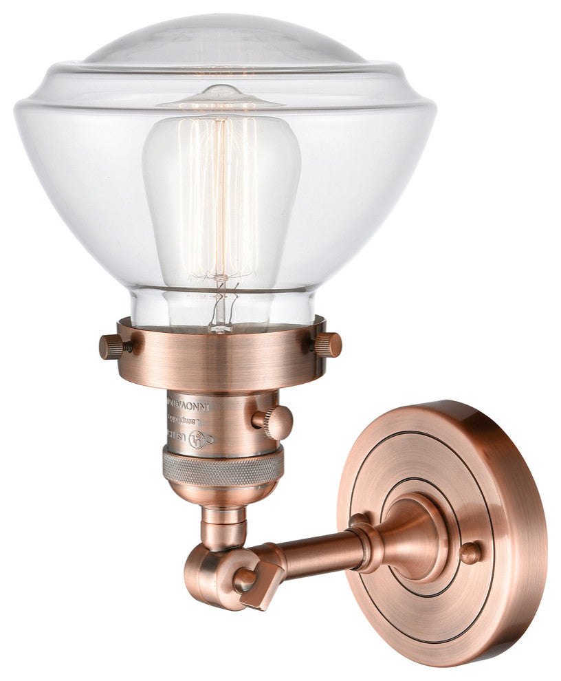 Olean 1-Light Sconce, Antique Copper, Clear