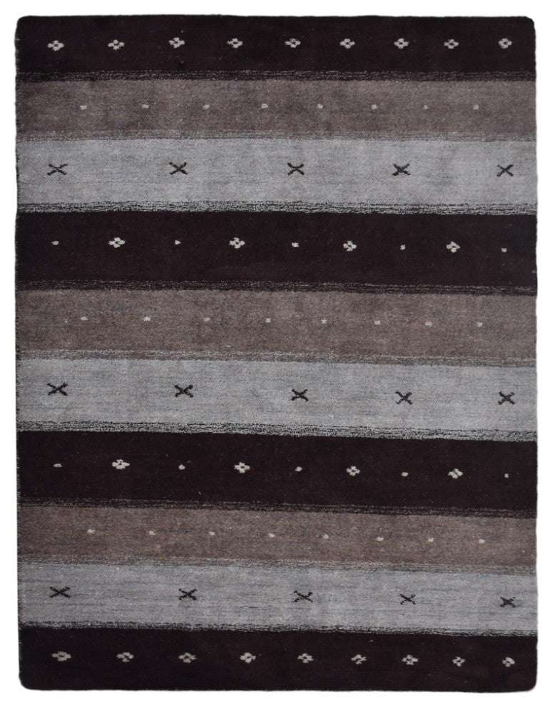 HAND KNOTTED LOOM SILK AREA RUGS-5'x8',Rectangle,Brown Beige,Contemporary