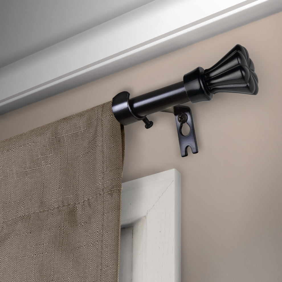 Pasha 5/8" Curtain Rod Black, 18-28"