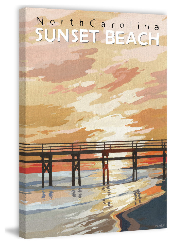 "Sunset Beach" Painting Print on Wrapped Canvas, 20x30