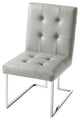 Adalie Tufted Armless Dining Chair, Set of 2, Light Grey Pu Leather