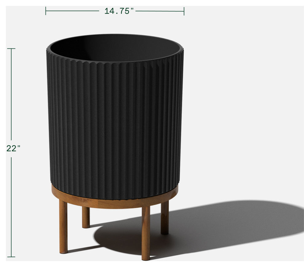 Veradek Demi Series Raised Planter With Stand, Black/Brown, 16", Set of 2