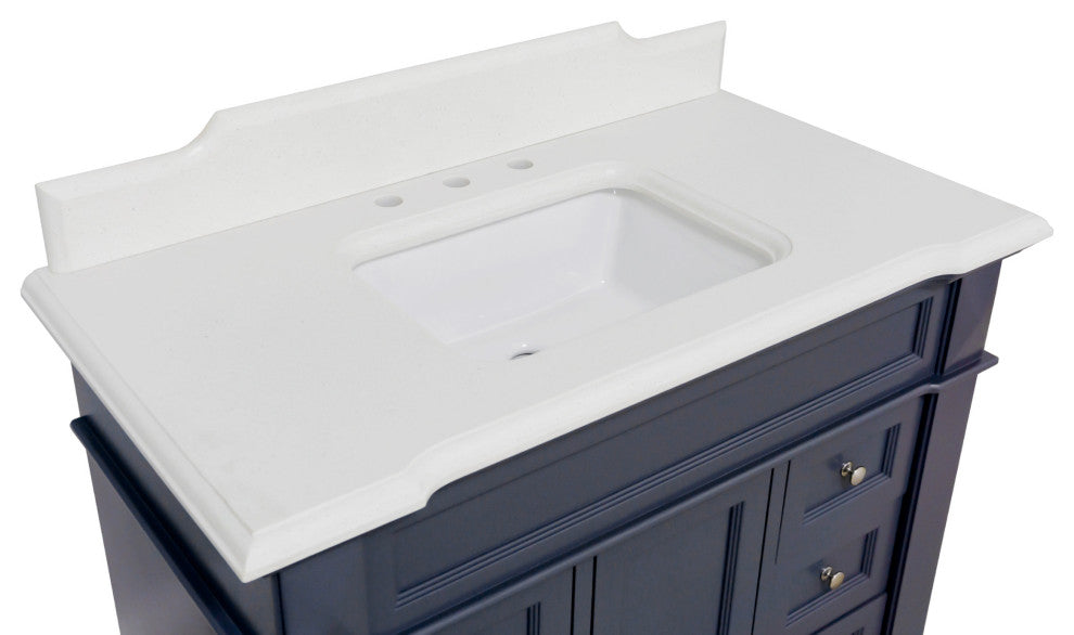 Elizabeth 42" Bathroom Vanity, Marine Gray, Quartz