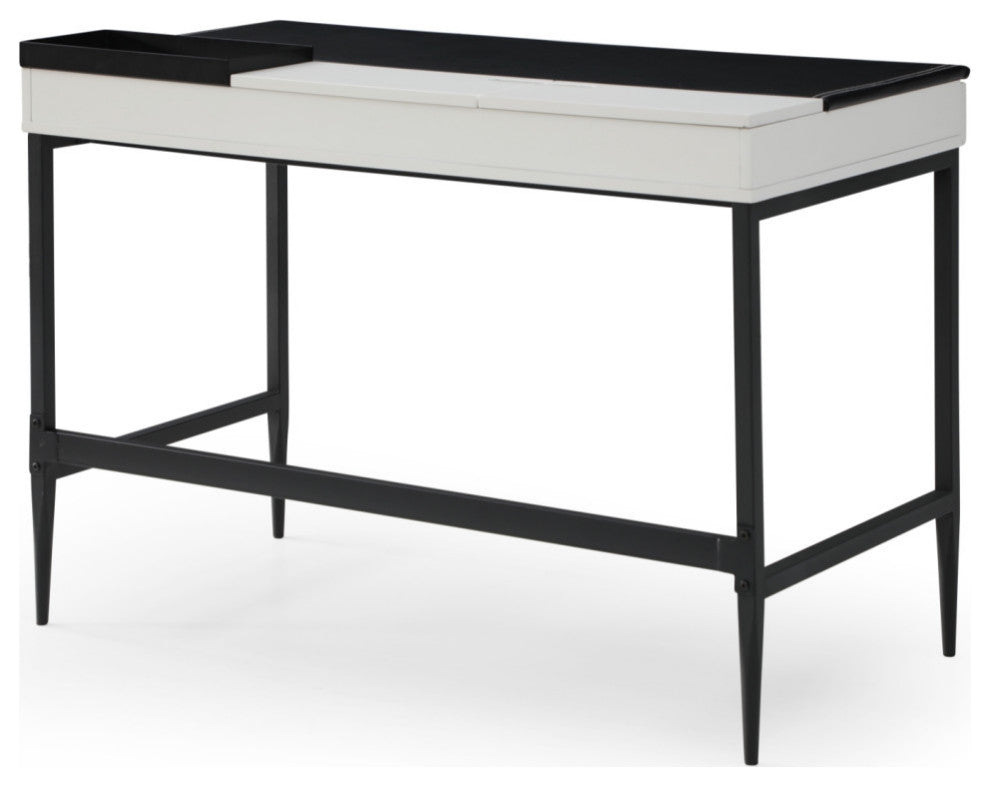 Loft Lyfe Kinzlee Desk, 2 Storage Drawers, Black/White