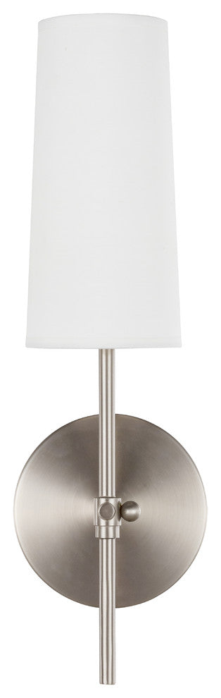 Burnished Nickel Finish And White Shade 1-Light Wall Sconce