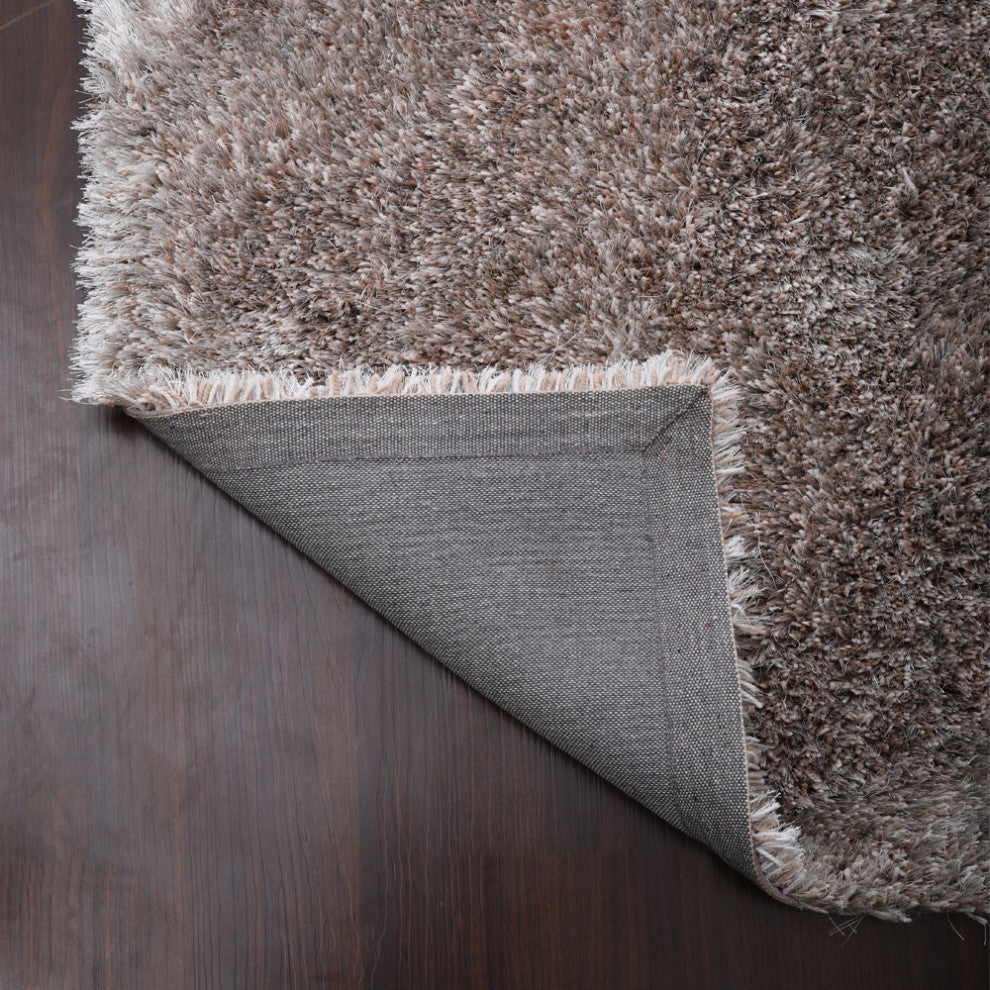 Shag Polyester Rug HAND TUFTED SHAG POLYESTER ECO-FRIENDLY AREA RUGS, Silver Color, Solid