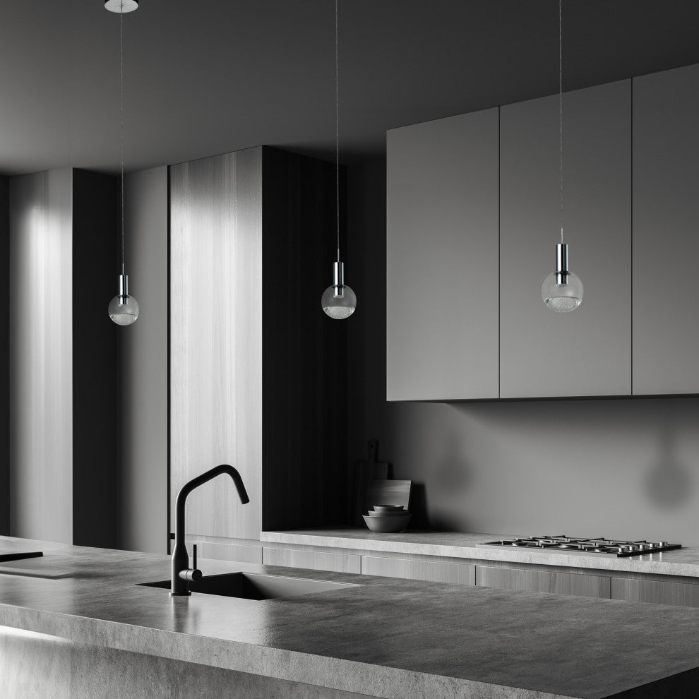 Sienna 5" ETL Certified Integrated LED Pendant Lighting Fixture, Polished Chrome