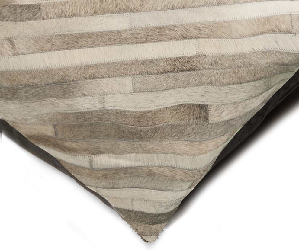 Torino Classic Diago Cowhide Pillow, Gray