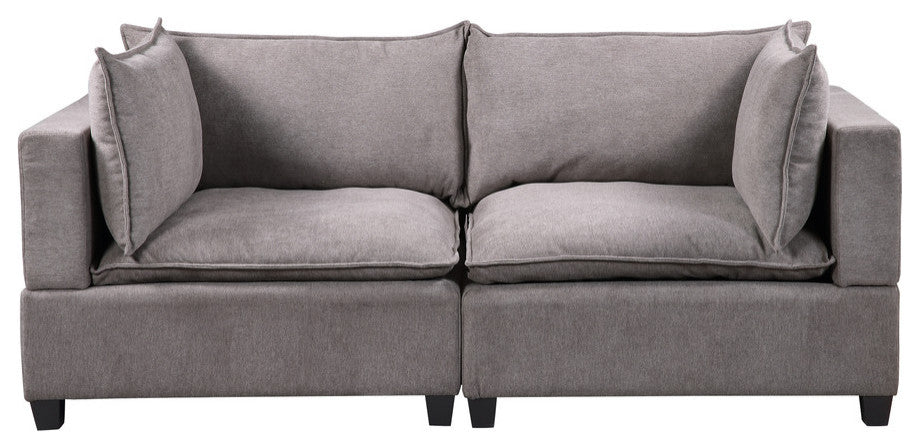 Lilola Home Madison Light Gray Fabric Sofa Loveseat Living Room Set