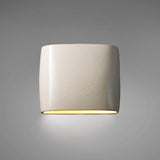 Wide Oval Wall Sconce, Closed Top, Small, Incandescent, White Crackle