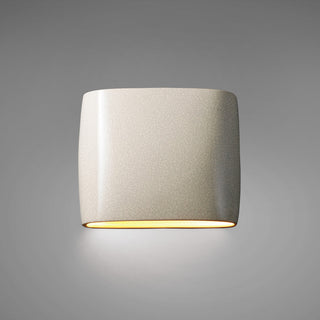 Wide Oval Wall Sconce, Closed Top, Small, Incandescent, White Crackle