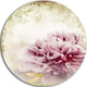 Pink Peony In Vintage Style, Floral Digital Round Metal Wall Art, 11"