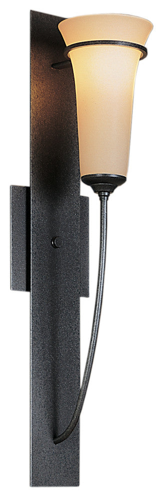 Banded Wall Torch Sconce, Natural Iron Finish, Opal Glass