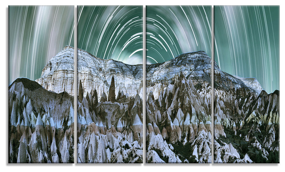 "Cappadocia Valley Panoramic View" Landscape Print Wall Art, 4 Panels, 48"x28"