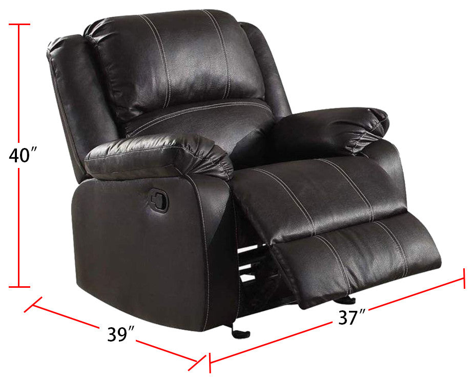 Faux Leather Rocker Recliner, Black