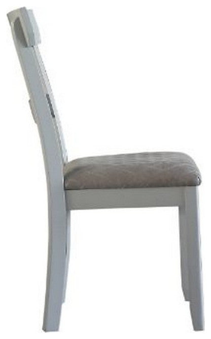 Benzara BM250684 Side Chair With Fabric Seat and Open Back, Set of 2, Beige