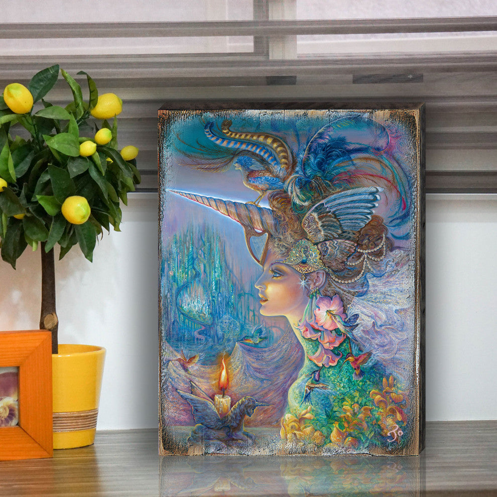 My Lady Unicorn Wall and Table Top Wooden Decor, 24x18