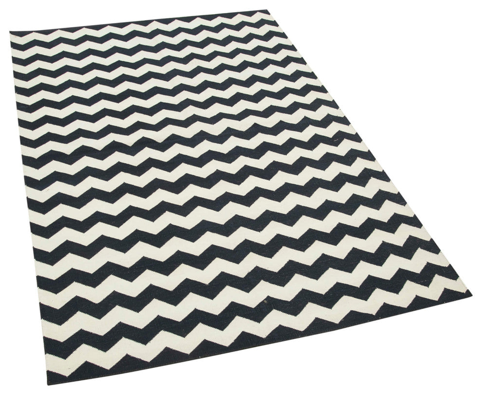 Rug N Carpet - Handmade Wool 3' 7'' x 5' 4'' Geometric Dhurrie Kilim Rug