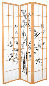 6' Tall Lucky Bamboo Shoji Screen, Natural, 3 Panels