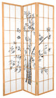 6' Tall Lucky Bamboo Shoji Screen, Natural, 3 Panels