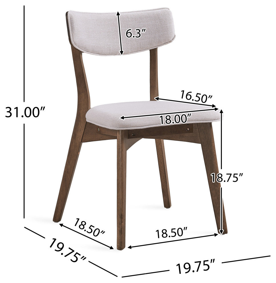 GDF Studio 7-Piece Mid-Century Dining Set, 6 Chairs, Light Beige/Walnut/Brown