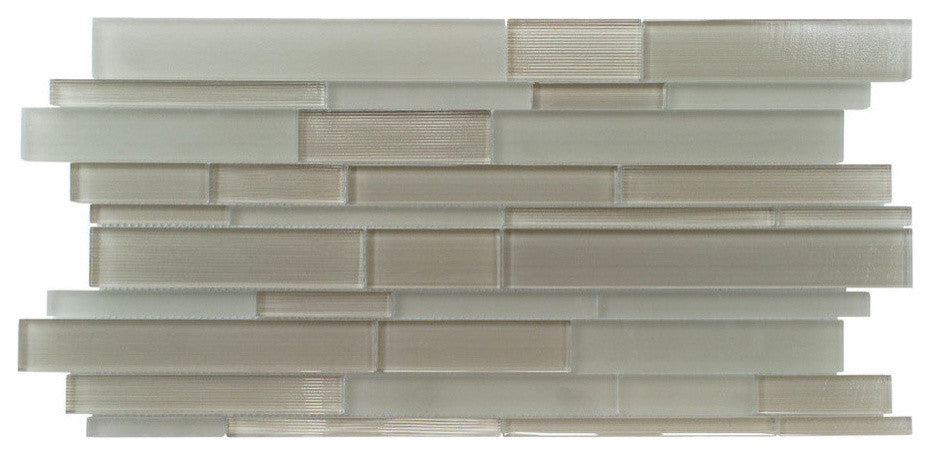 12.63"x23.63" Studio 8 Linear Mix Mosaic Tiles, Set of 4, Taupe