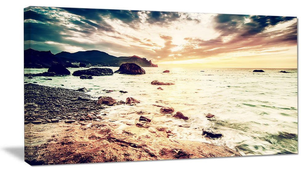 "Summer Seascape With Scenic View" Seascape Wall Art, 32"x16"