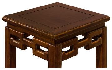 36" Mahogany Finish Elmwood Chinese Key Pedestal