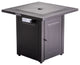 Outdoor Propane Fire Pit Dining Table With Lid, Lava Stone, 28" Square, 50000BTU